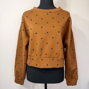 GAP vintage soft relaxed cropped sweatshirt brown with black polka dots NWT sz S